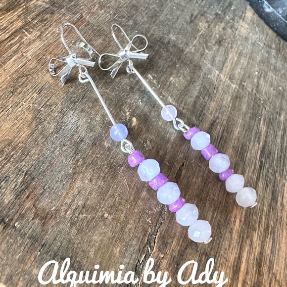 Lavender Ombre Beaded Dangle Earrings jade - Picture 2 of 2